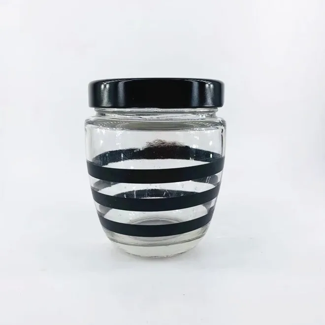 200ml 250g 0.5kg empty honey jar glass with deep black gold lid