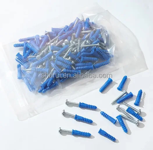 Modern Design Plastic Ribbed Wall Anchor Kit with Pan Head Self Tapping Screws and Essential Drill Bits for Drywall