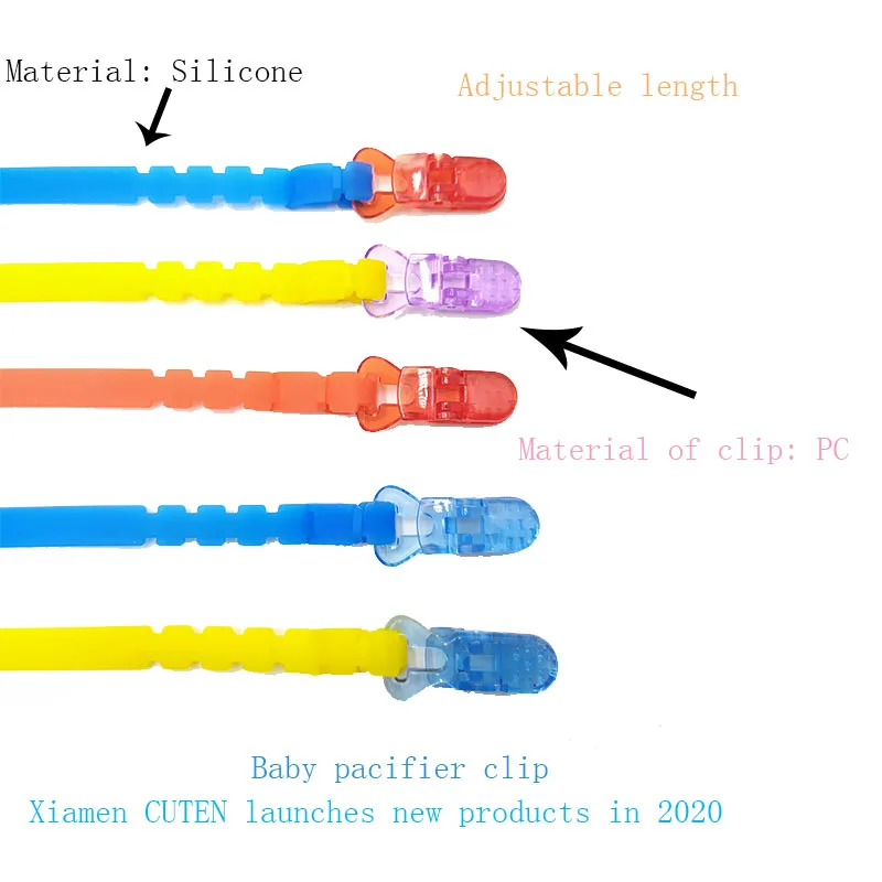 Cuten wholesale custom Pacifier Chain, Silicone Teething Baby Dummy Clip Holder Silicon Pacifier Holder Clip