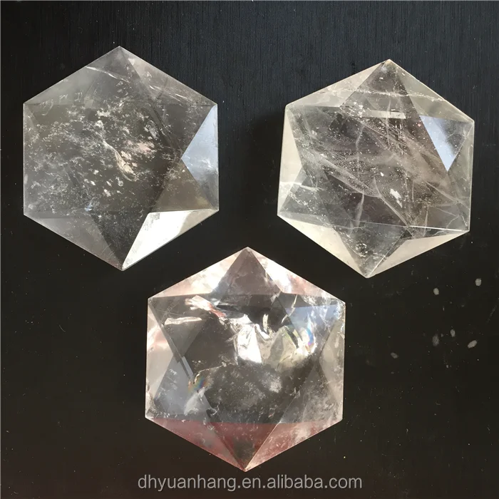 hand carved natural rock clear quartz crystal david star crystal carvings for craft