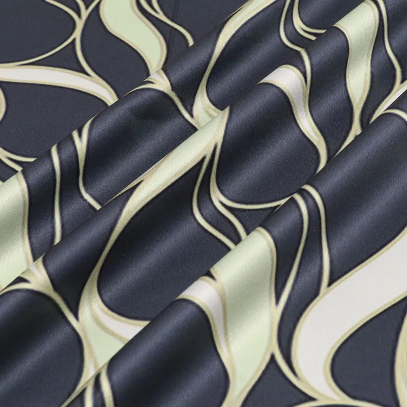 U See Custom Shiny Vintage Flower 100% Polyester Satin Printed Fabric Textile Raw Material Satin Dress Blouse Material