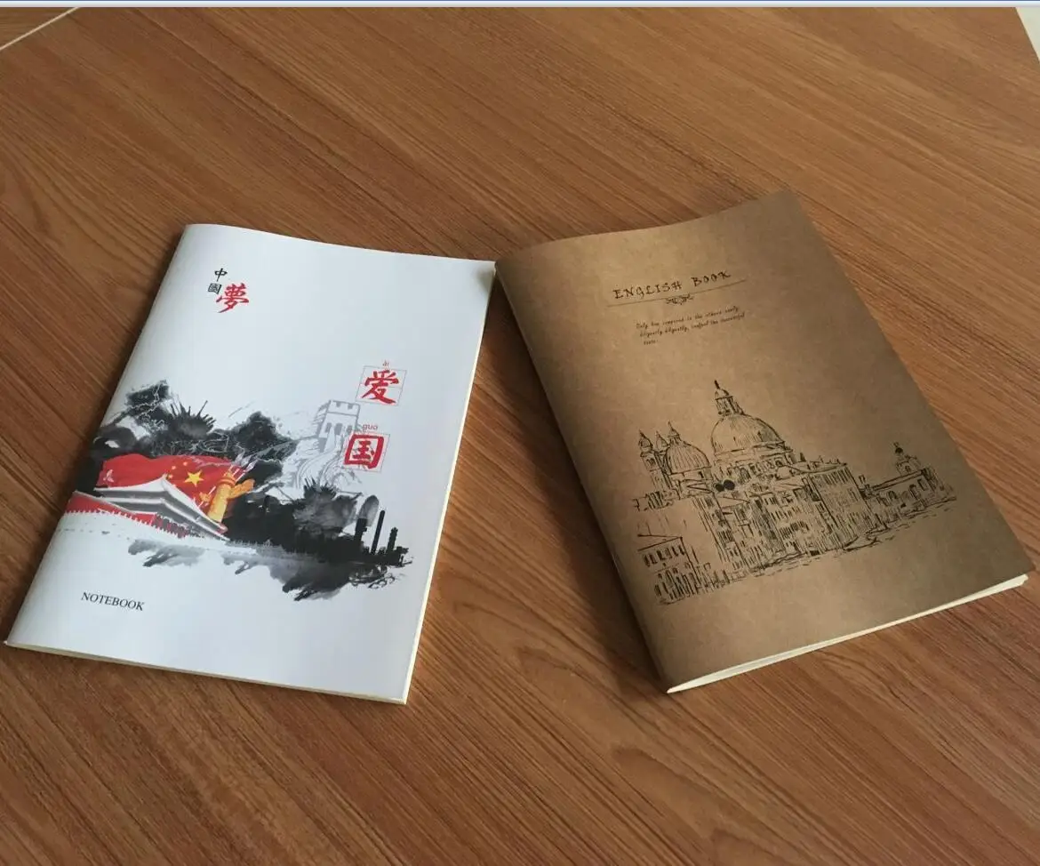 
A5 kraft paper cover exercise book with silver printed logo 