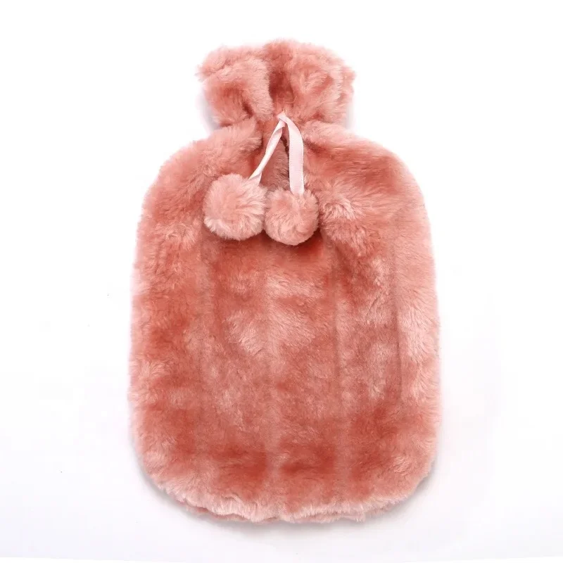 2L faux fur BS quality Factory direct sale hot water bottle for warming hands