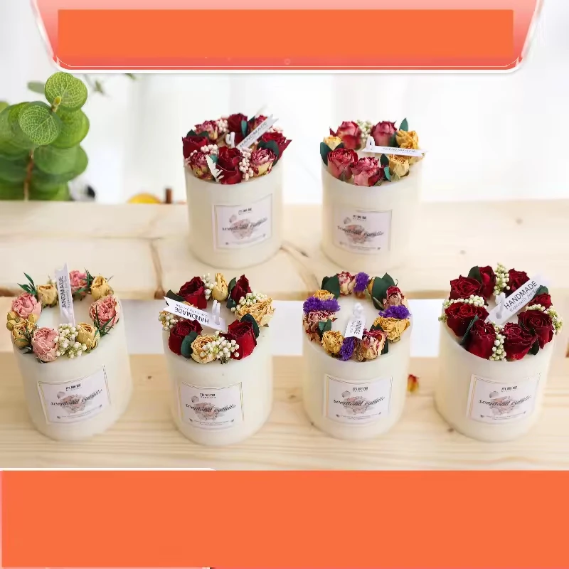Handmade gifts birthday dried flower scented vegan plant fragrance soybean wax candles