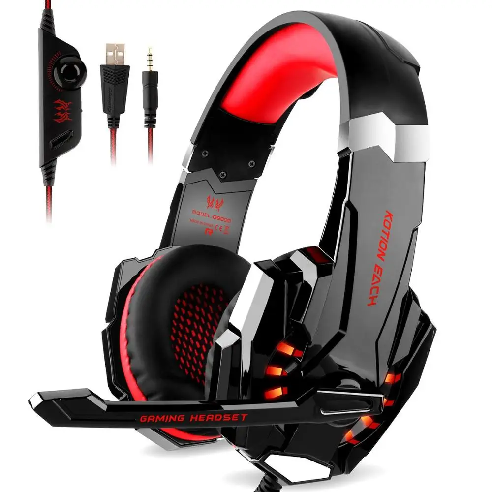 G9000 Gaming Headphones Headset Deep Bass Stereo wired gamer Earphone Microphone with backlit for PS4 phone PC Laptop Headset