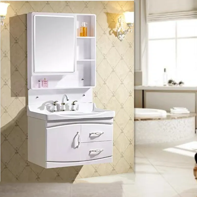 Bathroom Vanity Small Size Modern Furniture Plywood Bathroom Cabinet with Mirror Customized Color with Mirror Wall Mounted PVC