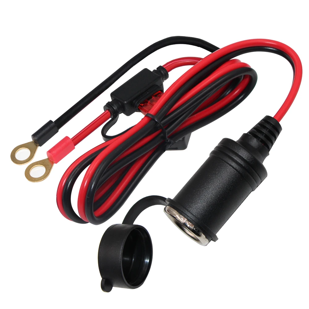 Car Cigar Female Plug Adapter Charging Power Extension Cable Two O Ring Terminal For Car Cigarette Lighter