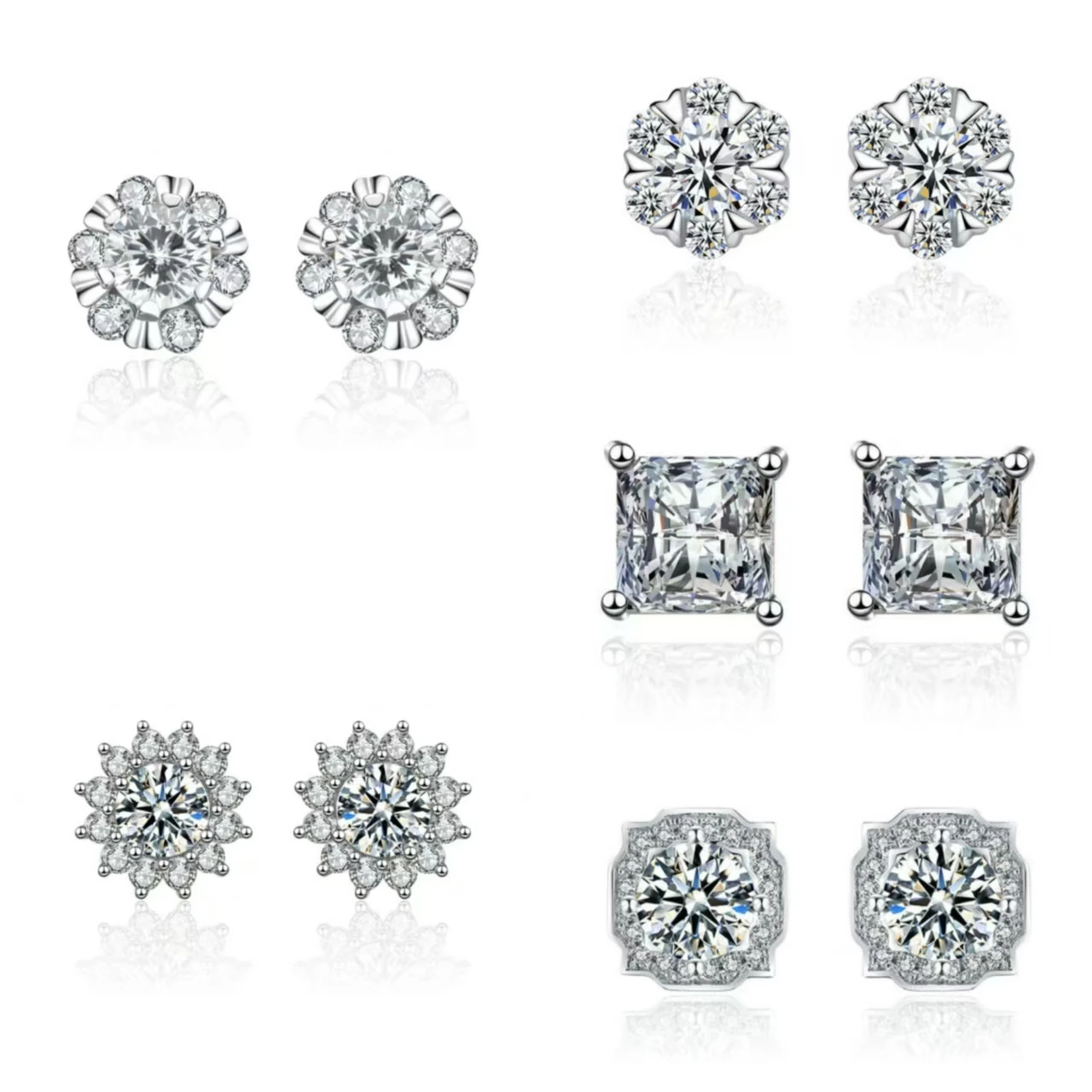 Fashion Light Luxury INS Women Jewelry Earrings Imitation Moissanite Zircon 925 Silver Brass Wedding Gift