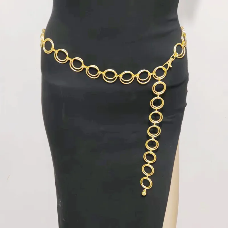2025 Metal Circle Chain Ladies Dress Belt Gold Silver Color Belt For Women Female Fashion Long Tassel Waist Chain
