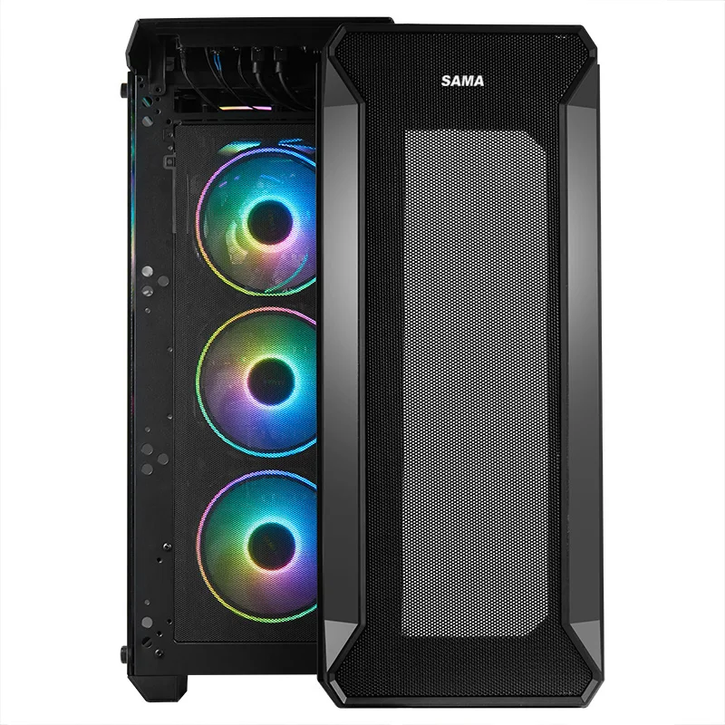 SAMA EATX Big Space Computer Case Metal Mesh Front Panel Pc Case Tempered Glass Gaming Case