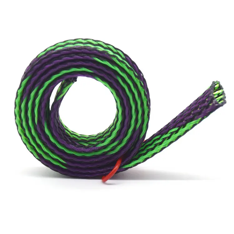Color Braided Expandable Cable Sleeving For Wire Harness Marine Auto Sheathing