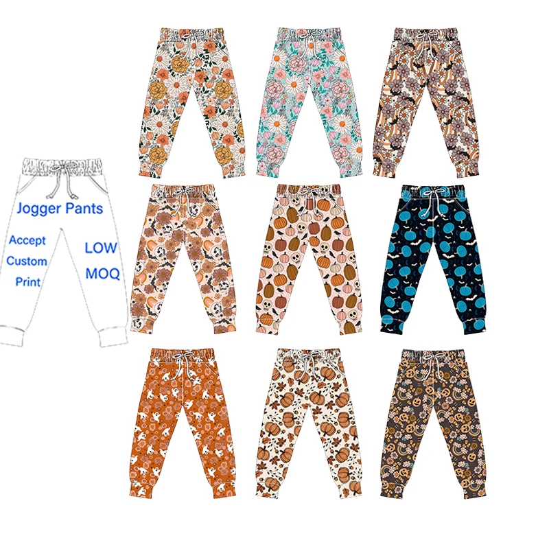 Children Casual Jogger Pants Boys and Girls Halloween Print Long Pants Accept Custom Print with Pockets Soft Jogger Pants