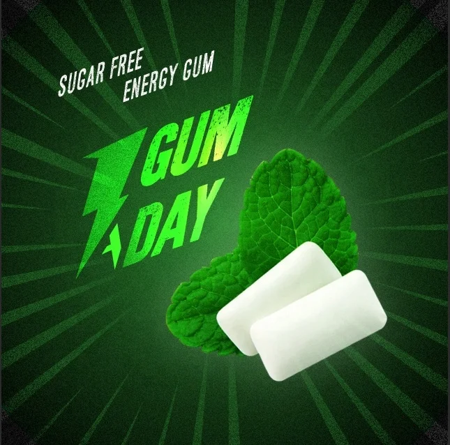 Energy Boost Natural guarana Caffeine power chewing gum Customize Minty gum Vitamin Added