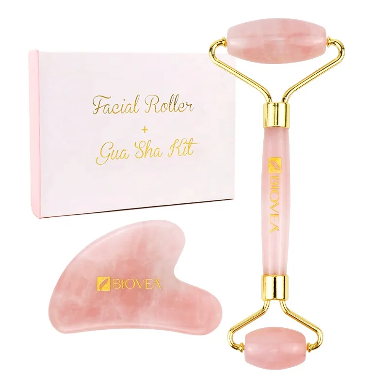 
New Product Wholesale Low Price Natural 100% Jade Anti-Aging Beauty Rose Quartz Facial Roller Private Label 