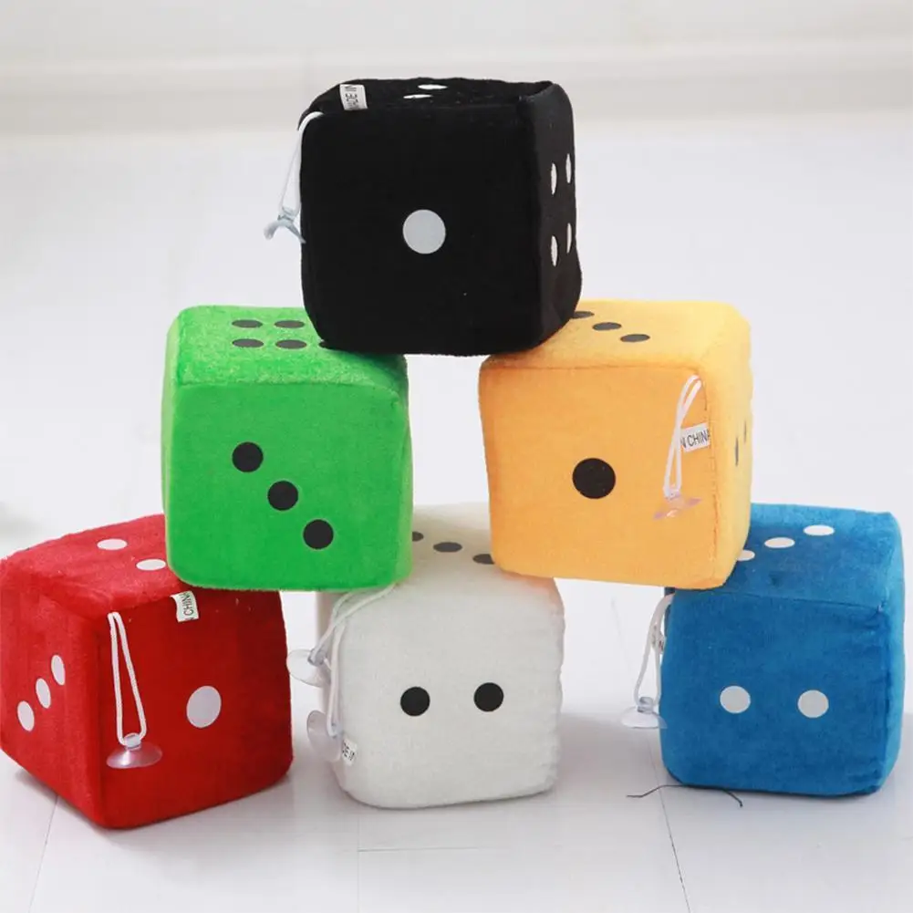 Fuzzy Dice White Dots Rear View Mirror Hangers Vintage Car Pendant Interior Decoration Auto Accessories