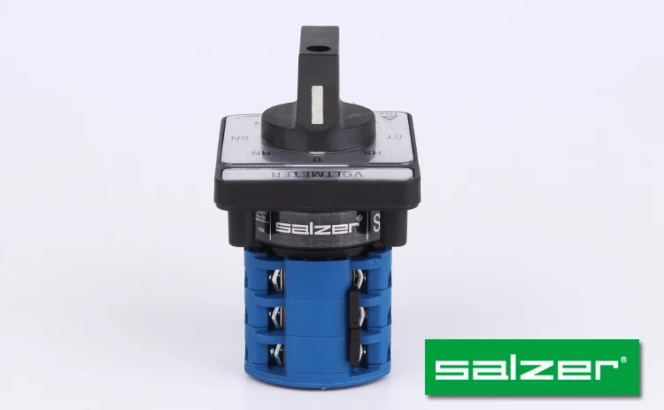 Salzer SA16 Voltmeter switch TR-ST-RS-0-RN-SN-TN rotary disconnect switch 61313 48x60mm plate (TUV,CE and CB Approved)