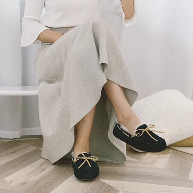 2024 new design women shoes winter faux fur casual shoe flat loafers shoes for women