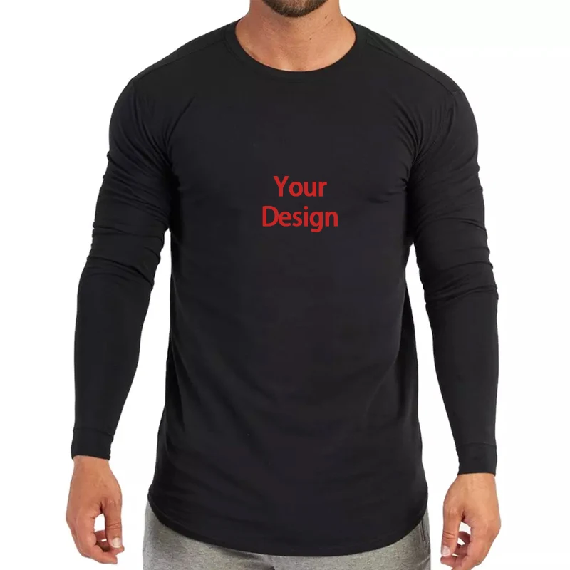 Wholesale Printing Long Sleeve O Neck T-Shirt Casual Blank 100% Polyester Blank Mens Long Sleeve t Shirt Custom Logo