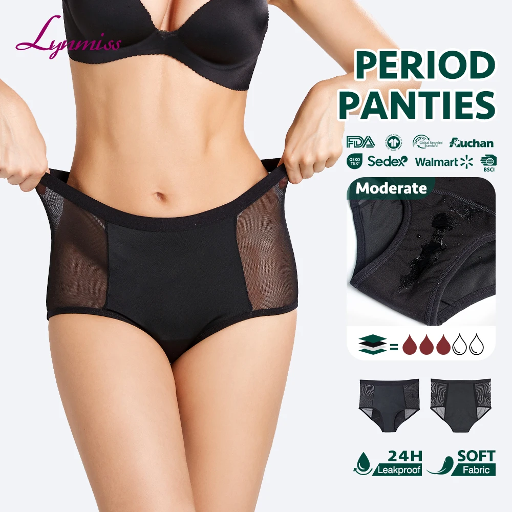 Lynmiss breathable braga menstrual cotton and designed period underwear cute menstrual panties