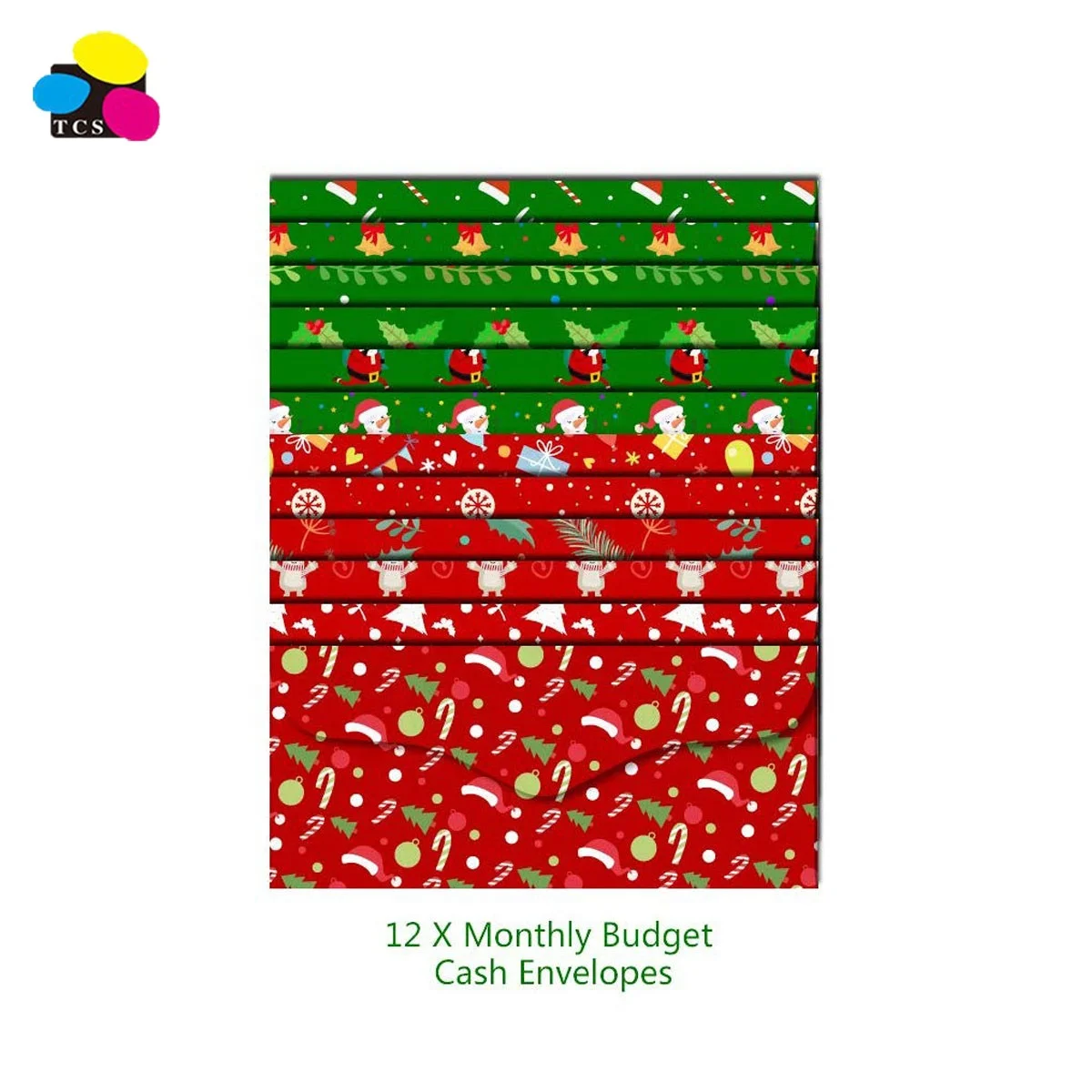 Bulk sale Coated Paper Christmas Pattern  Red And Green Portable Size Money Cash Envelope Wallet