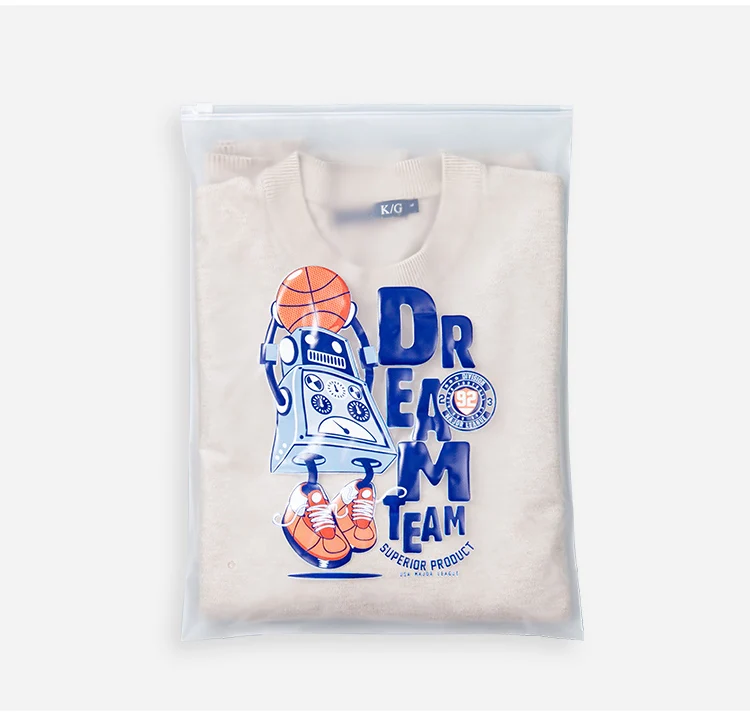 Wholesale Custom Packaging Printed Logo Self Sealing Shirt Clothes Zip Lock Clear Ziplock Plastic Zipper Frosted Clothing Bags