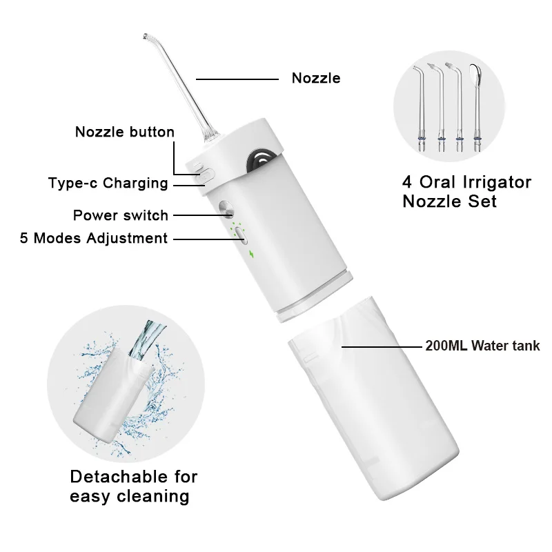 Cordless ipx7 waterproof Rechargeable Ultra Water Jet Dental flosser for Teeth  Cleaning