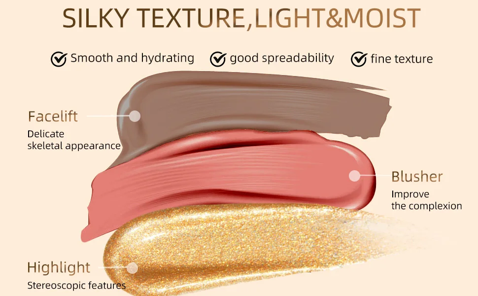 Новый OEM жидкий контур, красота, палочка, осветлитель для лица, макияж, хайлайтер, бронзер, румяна, палочка с прикрепленной подушкой-аппликатором