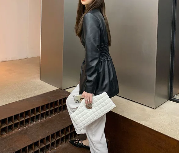 
2020 fashion women leather long coat 