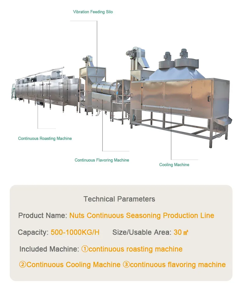 Automatic continuous peanut roasting seasoning production line nut flavoring coating machine snack roast flavor machines