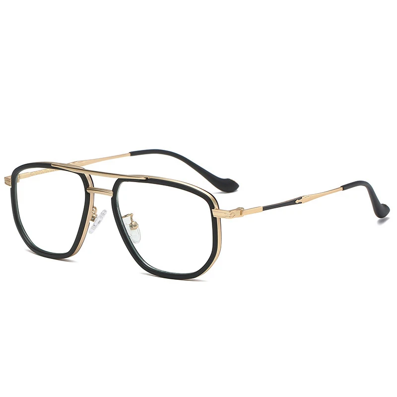 Мужские квадратные очки с защитой от синего света многоугольные металлические сильными петлями