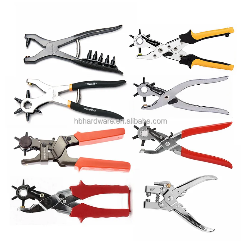 Drop Forged Heavy Duty Leather Belt Hole Revolving Punch Plier Hole Punch 2-4.5mm Puncher Head Perforator Revolving Punch Pliers