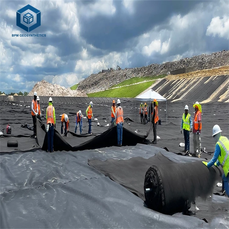 HDPE Geosynthetic Membrane Lining Geomembrane Plastic Liner HDPE 2mm Roll Sheet for Landfill Project in Kenya