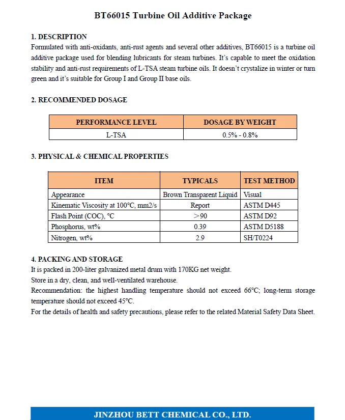 BT66015 Turbine Oil Additive Package