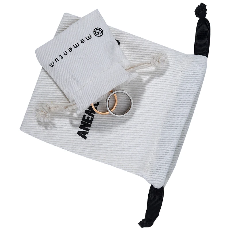 eco friendly  reusable Jewelry Gift Pouches canvas bag drawstring cotton muslin pouch cotton canvas dust bag