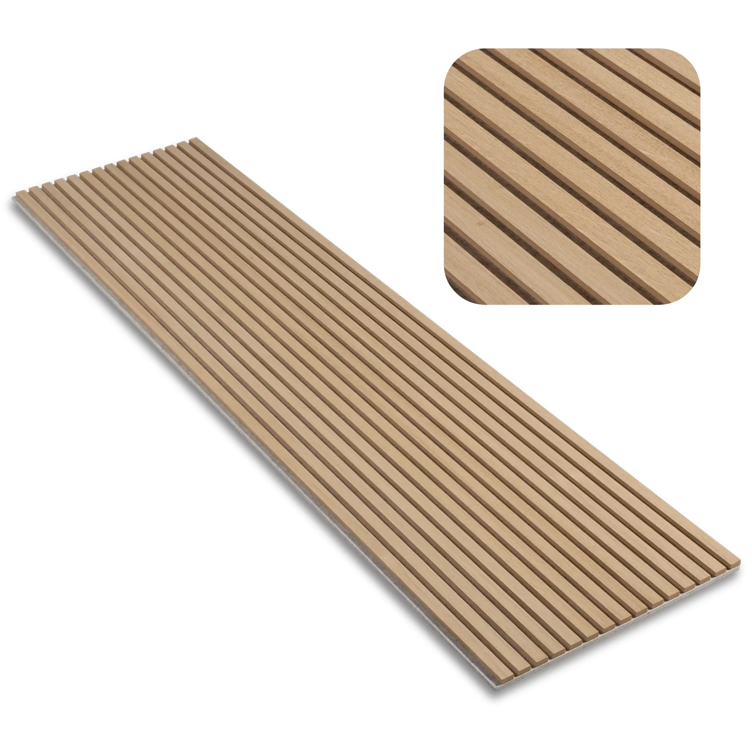 Akupanel Acoustic Panel Wooden Sound Isolation Panel Oak Veneer Wood Slat Acoustic Panel on Light Grey Felt for Interior Walls