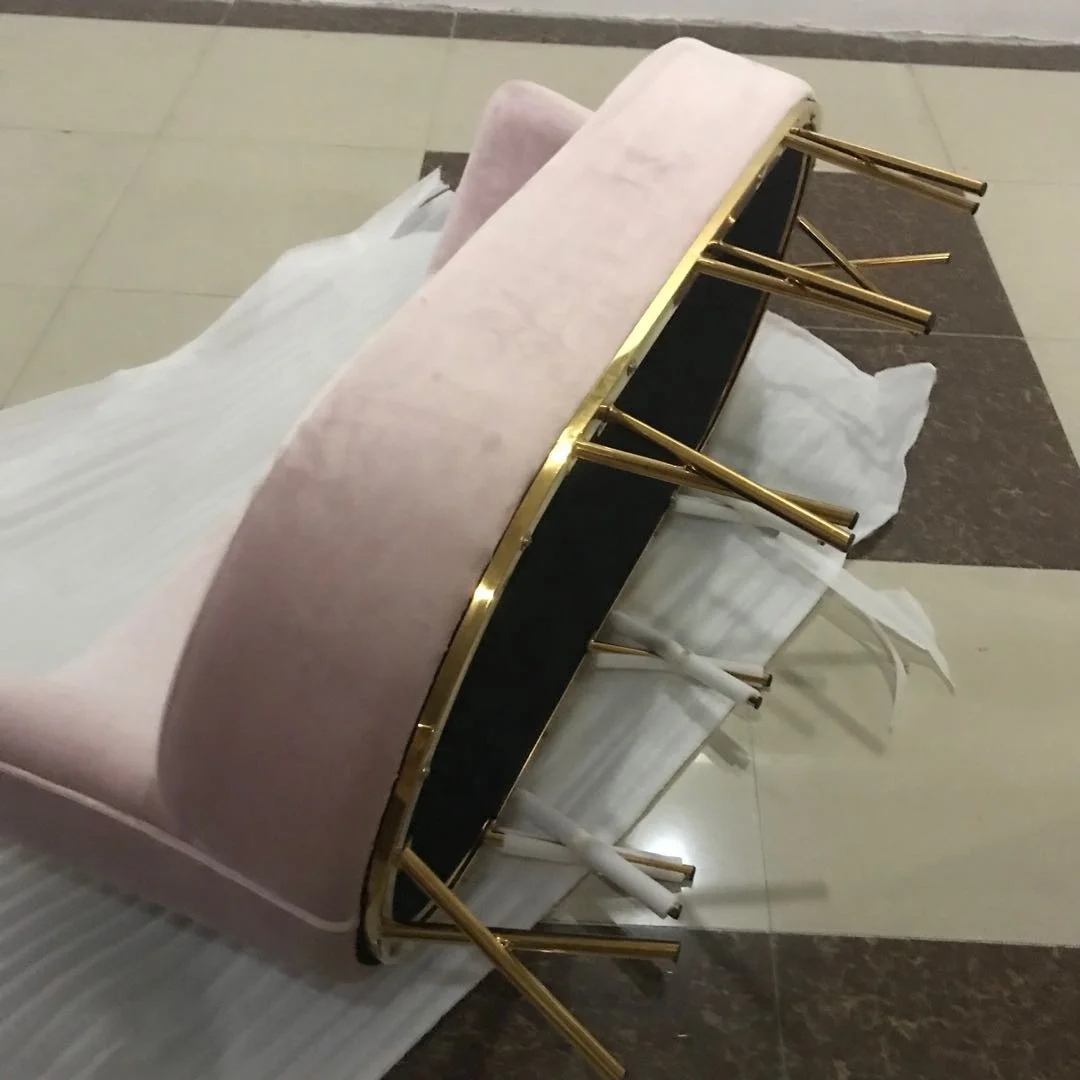 
Luxury Lifestyle Visionnaire Home Contemporary Living Room Furniture Pink Gold Brushed Velvet Sofa Lounge 