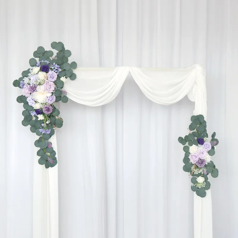 GM044 Simulated Taro Purple Rose Wedding Arch Flower Sets Arrangement Artificial Corner Flower Wedding