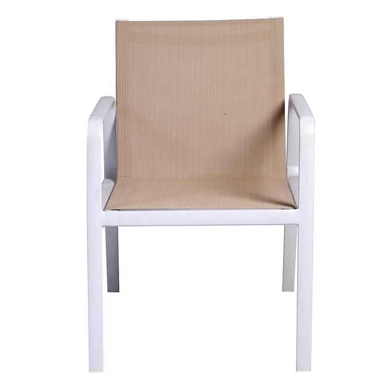 Modern Portable Stacking Hotel Patio Teslin Mesh Furniture Outdoor Garden Aluminum Dining Chair