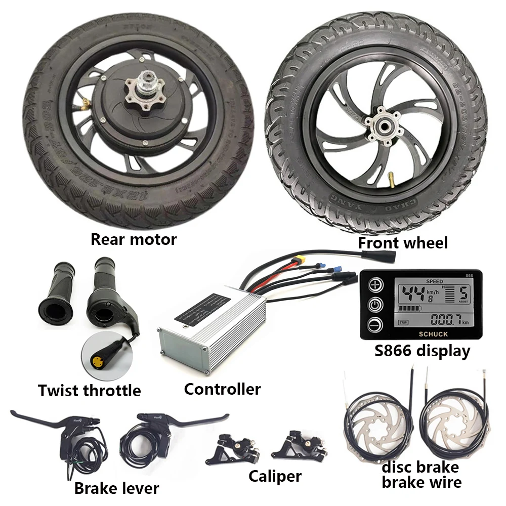 12 inch 36V 48V 500W Waterproof Connector Gearless Brushless Hub Motor Electric Bicycle Conversion Kit Scooter Motor Kit