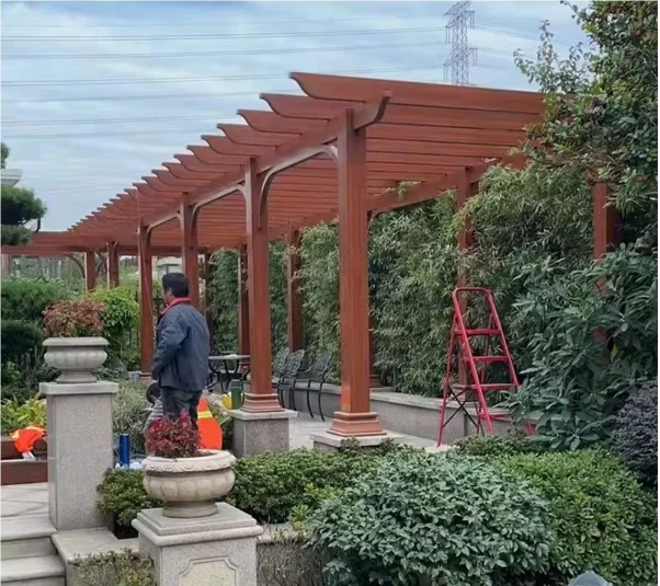 Light Steel Structure Retro Garden Pavilion Outdoor Courtyard Corridor Aluminum Alloy Grain Rack Decorative Feature Product