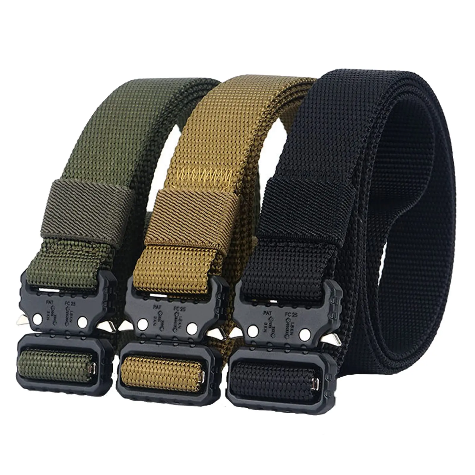 Custom 2.5cm Wide Nylon Tactical Belt Quick Release Metal Buckle Heavy Duty Sports Skinny Webbing Belts for Men