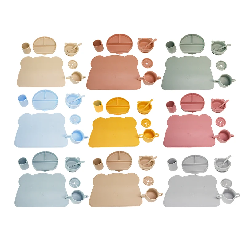 Factory Outlet Customization Baby Feeding Set silicone tableware for kids