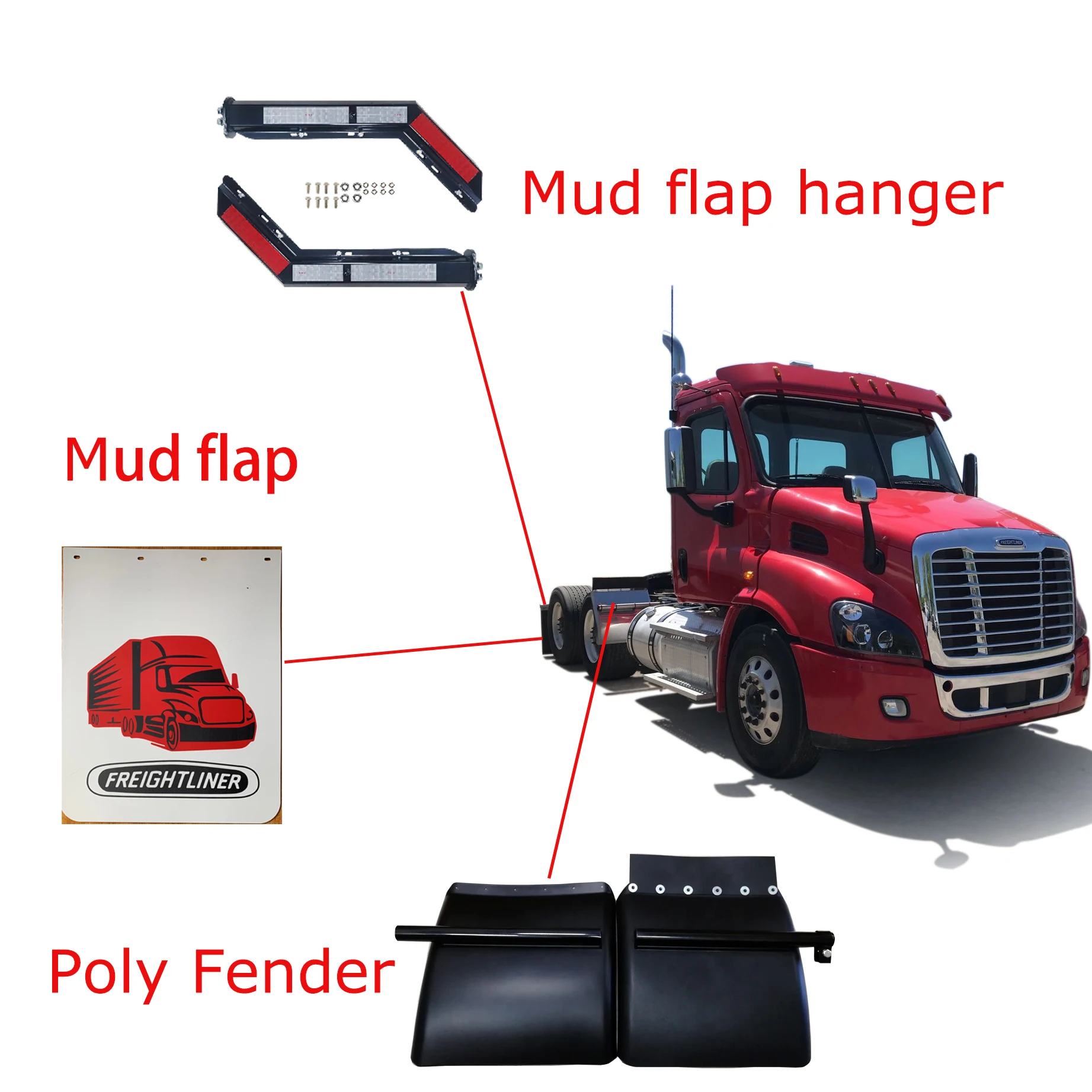 Straight steel & stainless mud flap hanger for American Truck