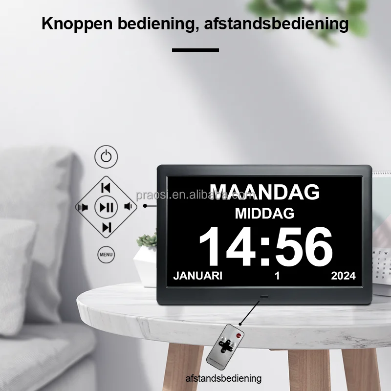 2024 Pros Smart 10 inch Large Display Memory Loss Alzheimer Digital Calendar Clock Dementia Day Alarm Clock  Edit Alarm Reminder