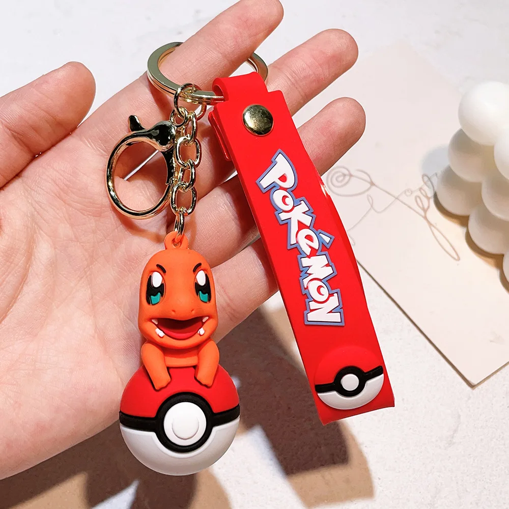 New Arrival Eevee Charmander Keychains Pokemons Keychains 3d Pokeball Keychains For Kids Gift