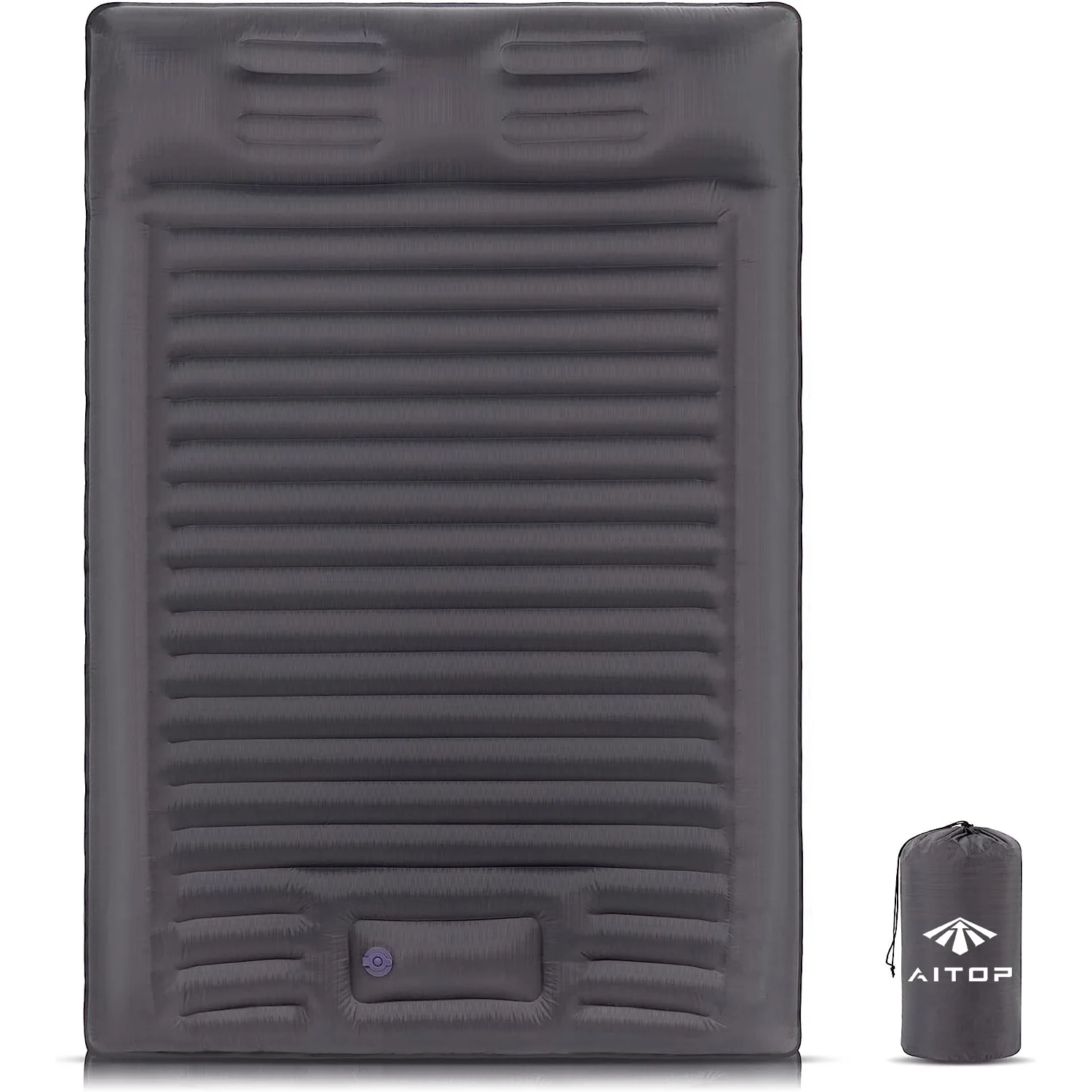 Double Sleeping Pad for Camping Mattress 2 Person with Pillow Built-in Foot Pump Inflatable Sleeping Mat