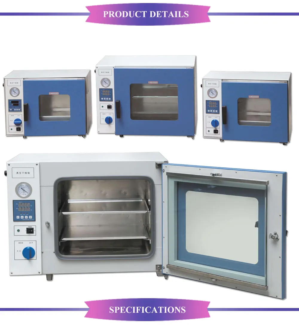 small laboratory stainless steel high temp drying vacuum dryer oven with vacuum pump