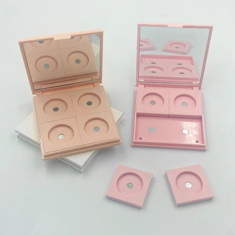 4 Colors Refillable round well custom cosmetic packaging magnet case eye shadow container