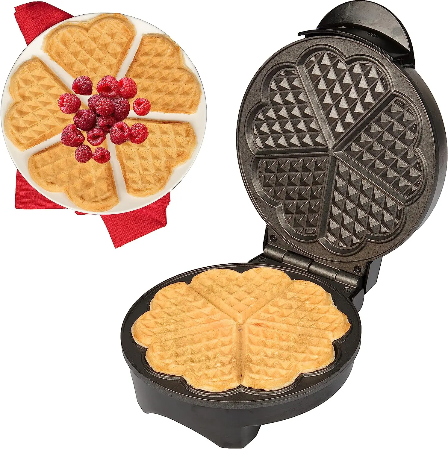 Мягкие вафли в ресторанном стиле Легкая очистка за 6 минут нержавеющая сталь 4 ломтика антипригарная вафельница
