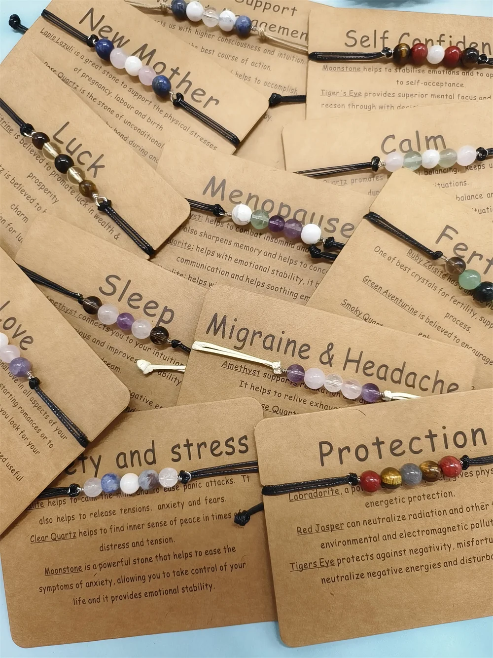 Emotional support bracelet gemstone crystal self help crystal adjustable bracelet